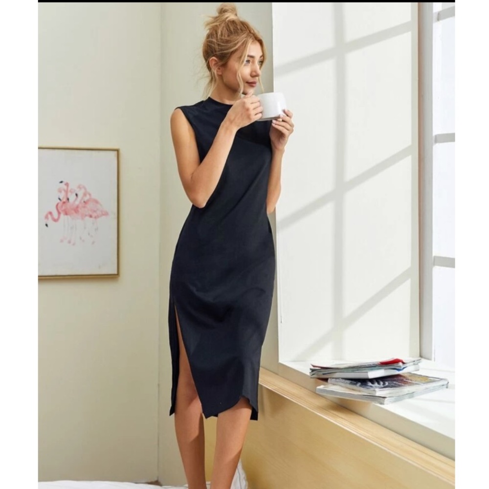 Mock Neck Midi Dress